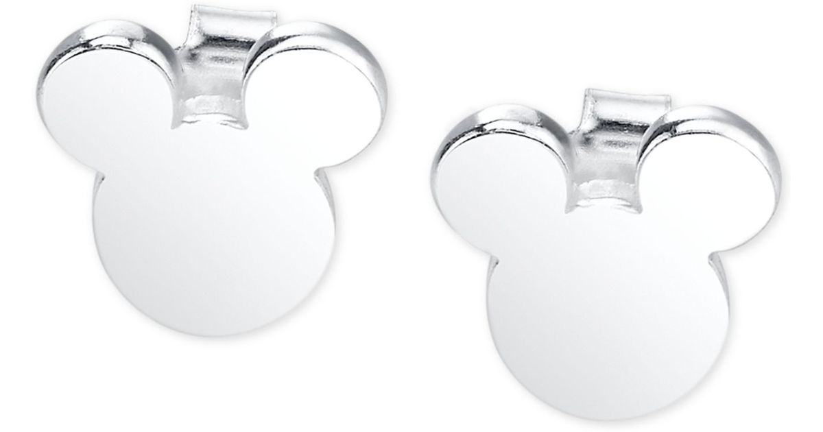 Lyst Disney Mickey Mouse Stud Earrings In Sterling Silver Gray