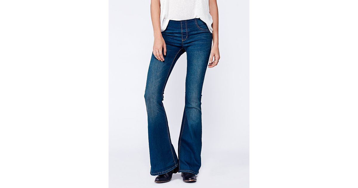 Free people Womens Fp Pull On Kick Flare in Blue | Lyst