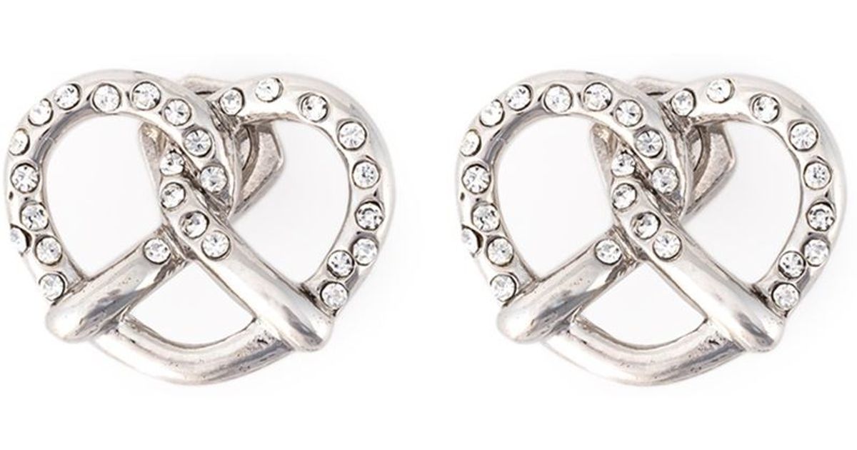 Lyst Marc By Jacobs Pavé Pretzel Stud Earrings In Metallic