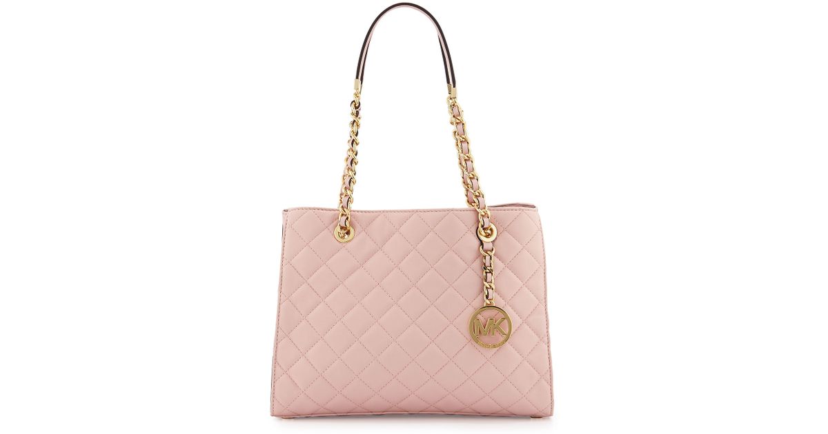 Michael michael kors Susannah Medium Quilted Tote Bag in Pink (BLOSSOM ...