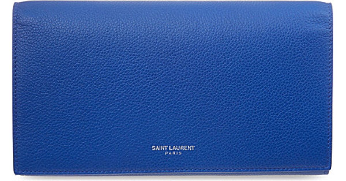 Saint laurent Grained Leather Flap Wallet, Women\u0026#39;s, Royal Blue in ...