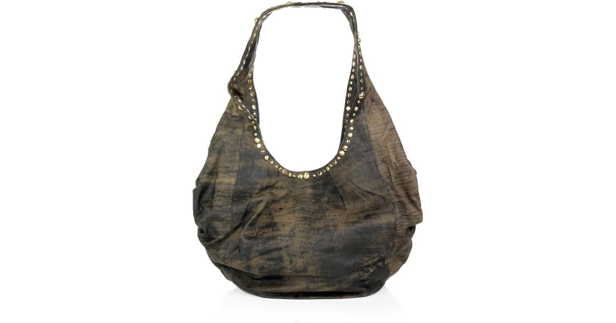 Lyst Sara Berman Decca Midi Studded Slouch Bag In Brown