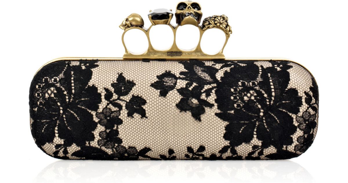 Lyst Alexander Mcqueen Knuckle Duster Box Clutch In Natural