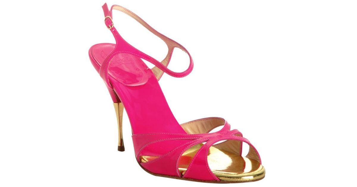 Lyst - Christian Louboutin Hot Pink Patent Leather Noeudette Sandals in ...