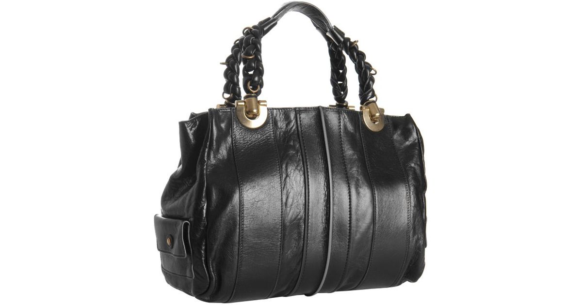 Chlo Black Lambskin Leather Heloise Tote in Black | Lyst  