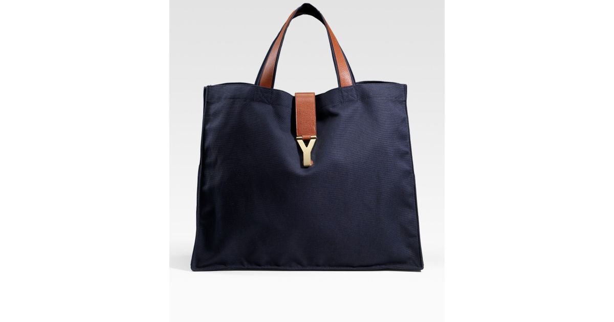 Saint laurent Y Large Canvas Shopping Tote in Blue (navy) | Lyst