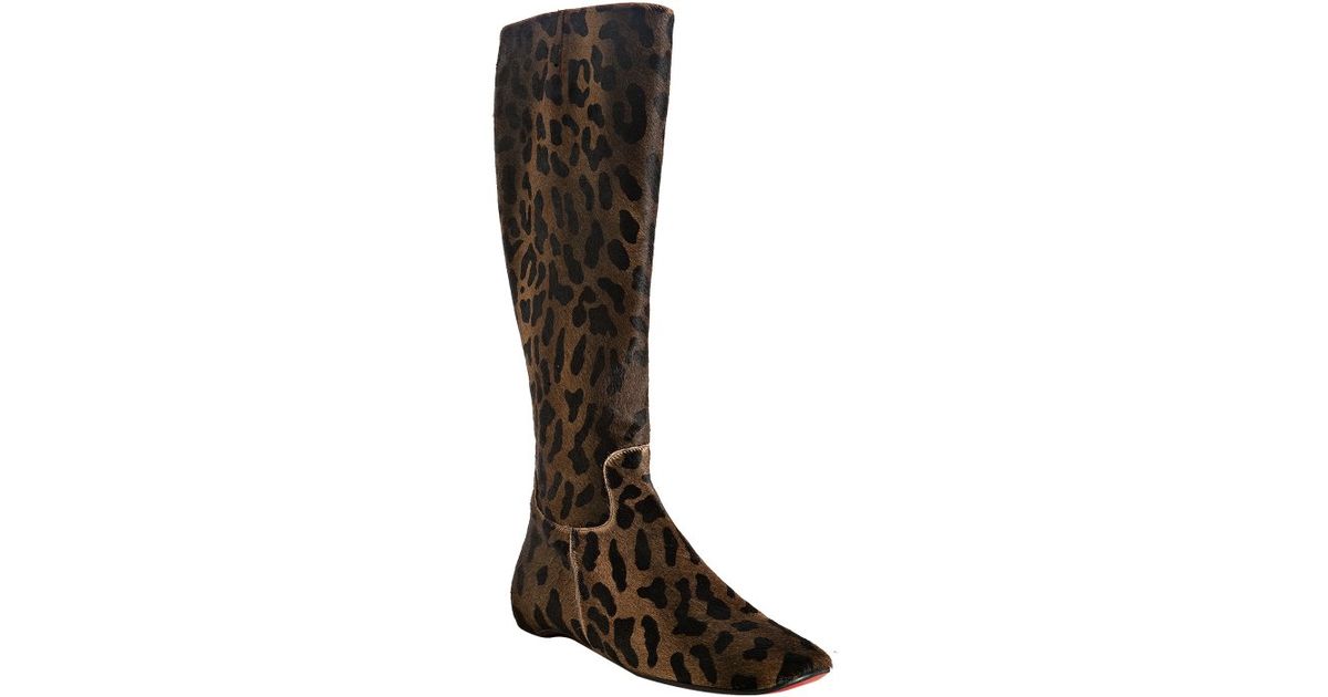 Christian louboutin Leopard Pony Hair Botte Flat Boots in Animal ...  