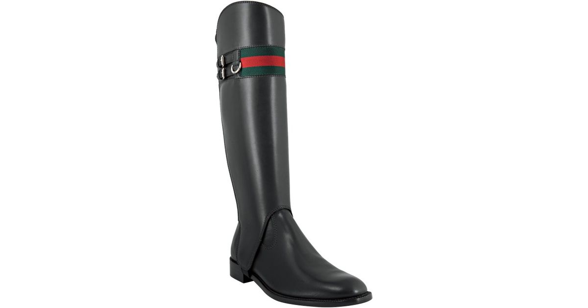 Gucci Black Leather Heritage Convertible Riding Boots in Black Lyst