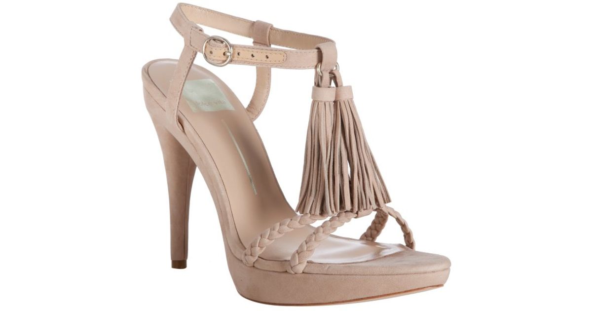 Lyst - Dolce Vita Nude Suede Greta Tassel Detail T-strap 