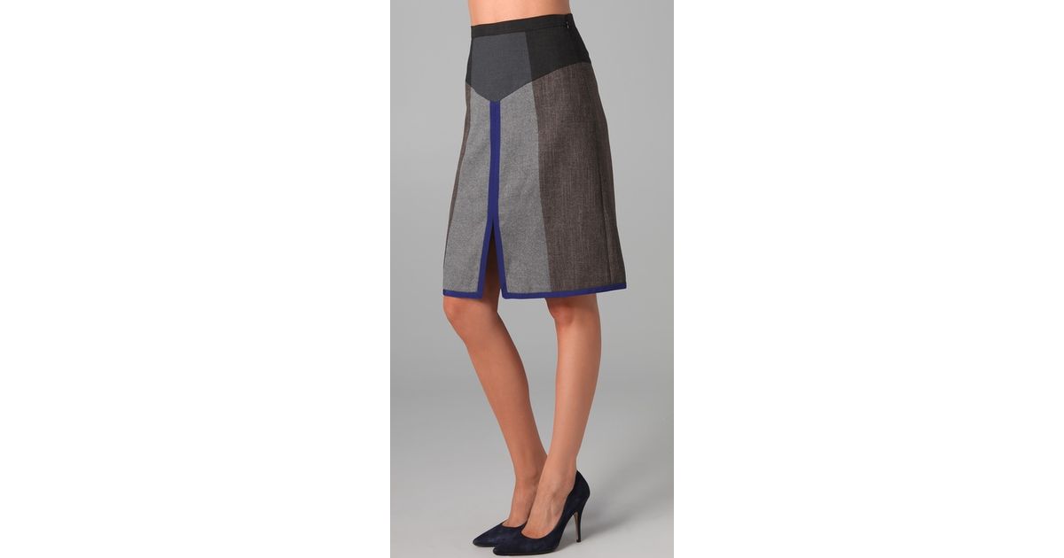 Lyst Rebecca Taylor Flannel A Line Skirt In Gray