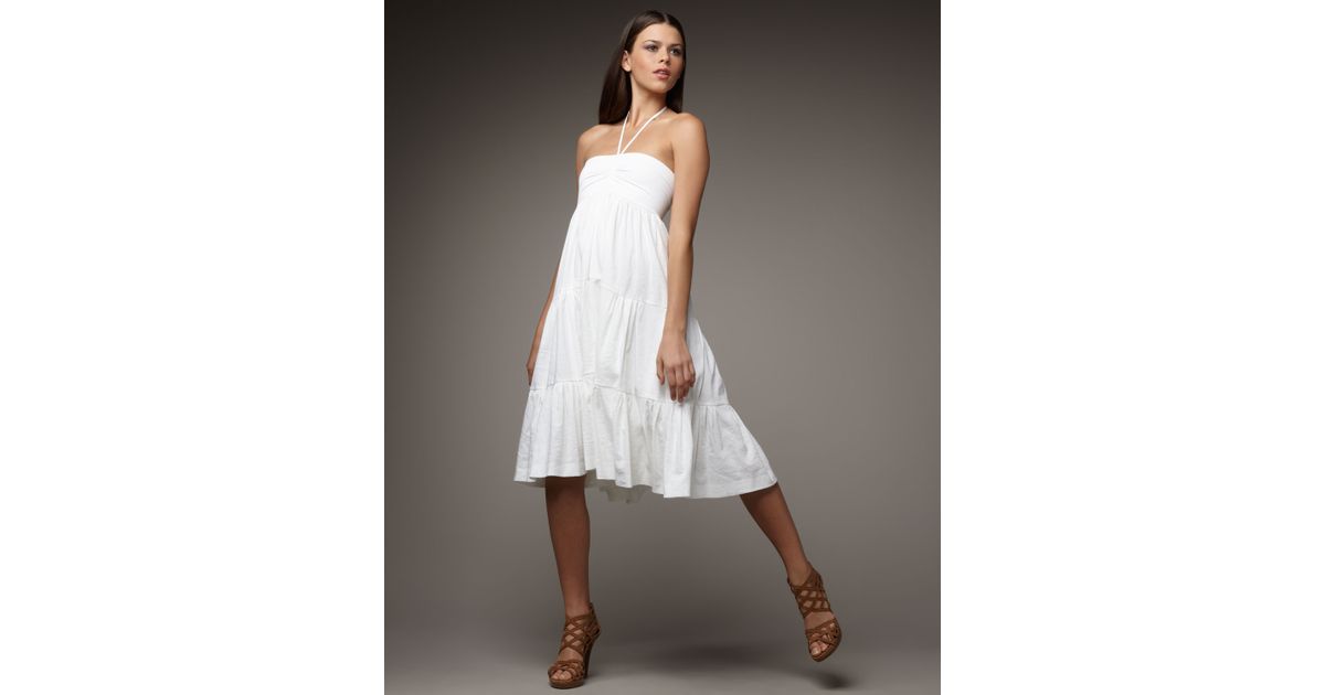 Lyst - Theory Tiered Halter Dress in White
