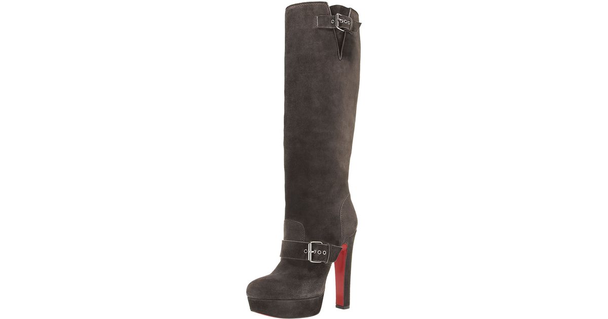 christian louboutin round-toe platform boots Brown suede - Bbridges