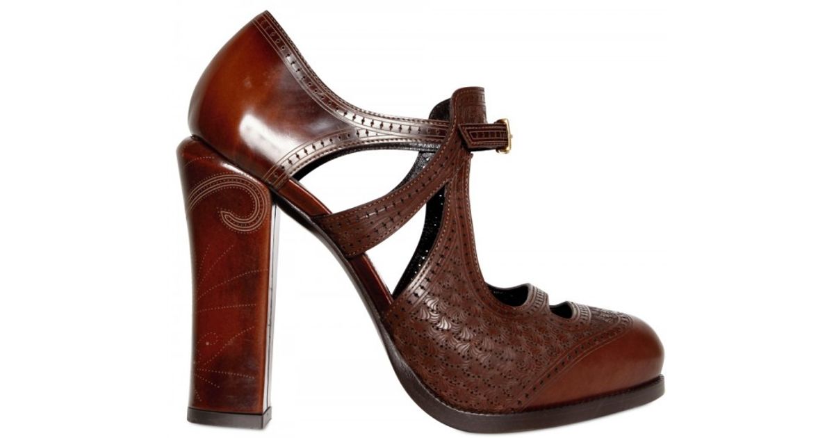 Lyst - Fendi 110mm Lasered Calf Pumps in Brown