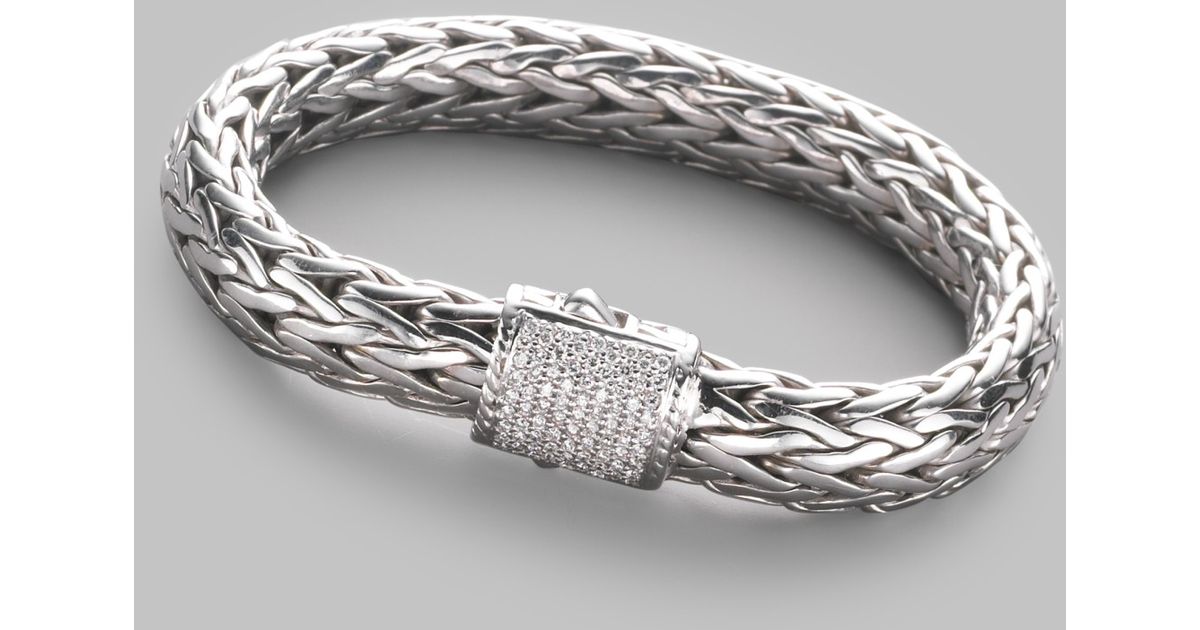 Lyst John Hardy Diamond Sterling Silver 18k White Gold Bracelet Lyst John Hardy Diamond Sterling Silver 18k White Gold Bracelet In Metallic