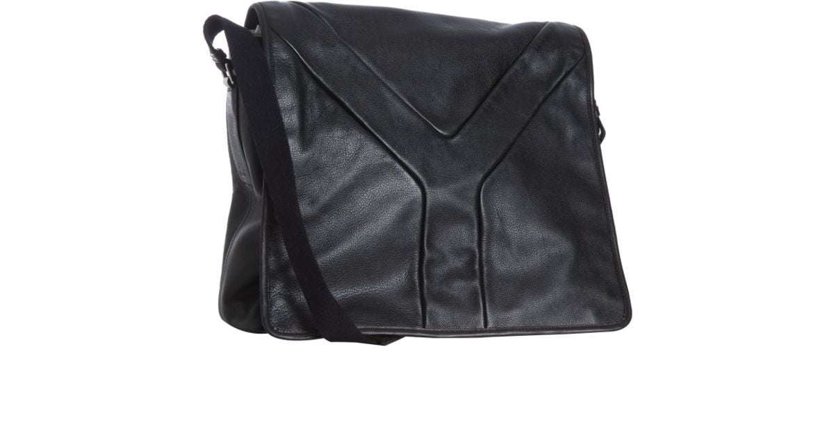 ysl black leather handbag messenger  