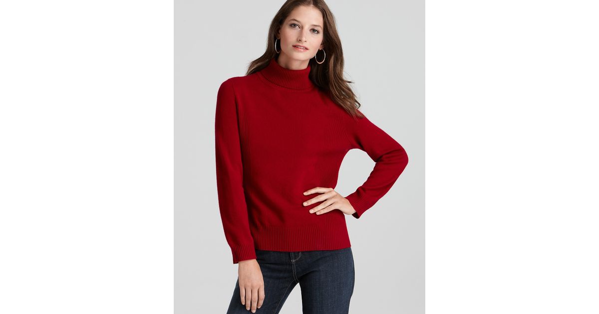 Lyst Ash Jones New York Collection Cashmere Turtleneck Sweater In Red