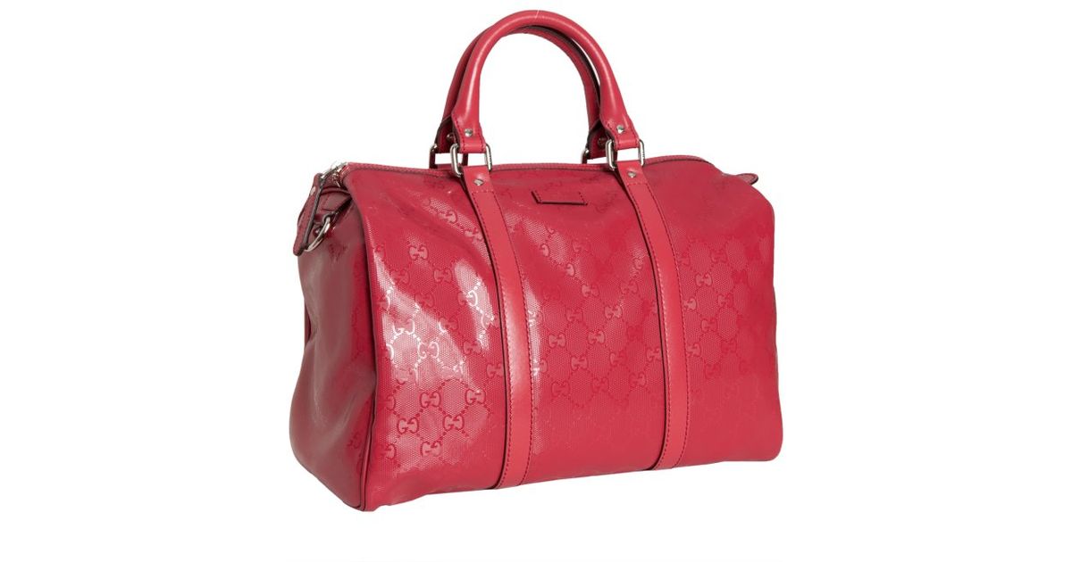 Lyst Gucci Red Gg Imprime Joy Medium Boston Bag In