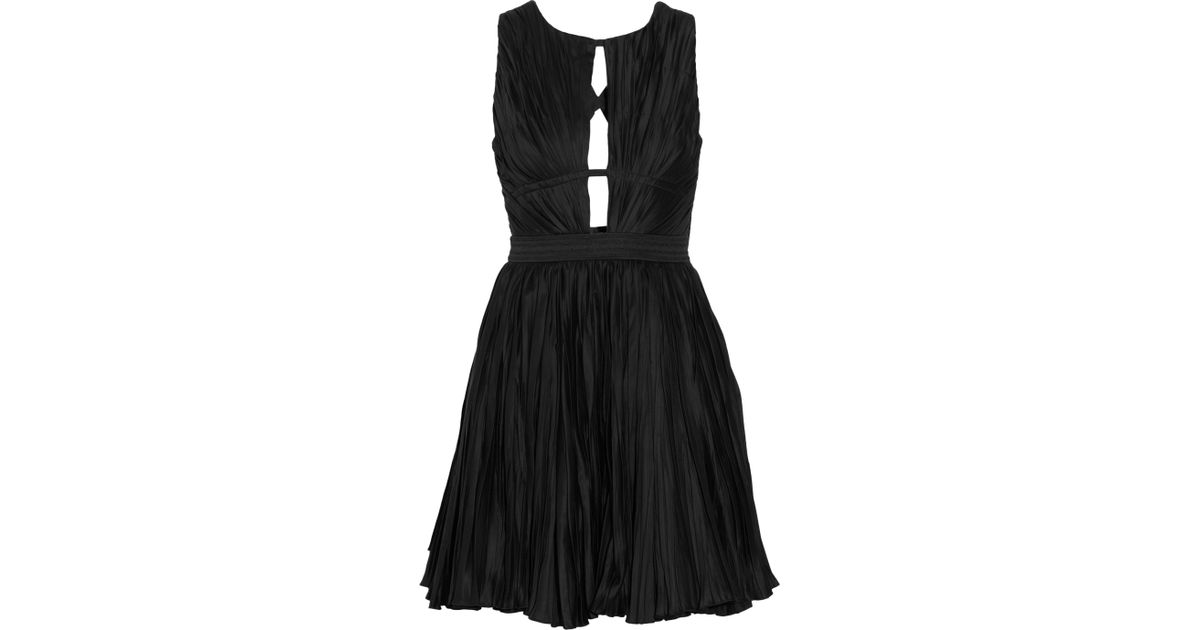Lyst - Roberto Cavalli Pleated Cotton-blend Dress in Black