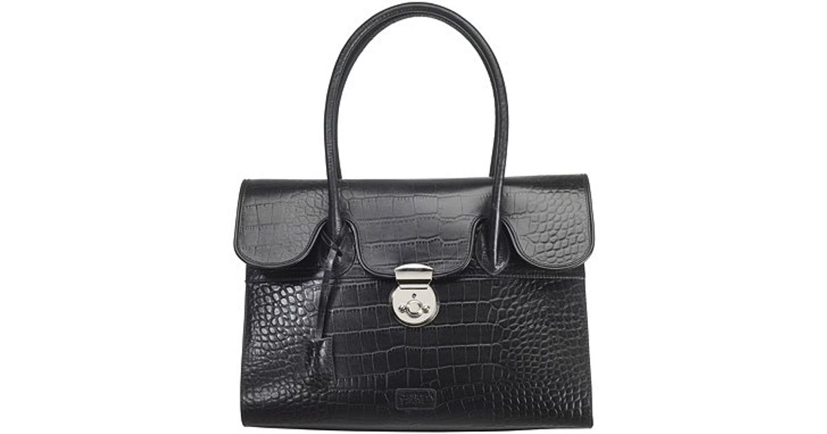 Osprey London Samba Croc Hobo Shoulder Bag Black In Lyst