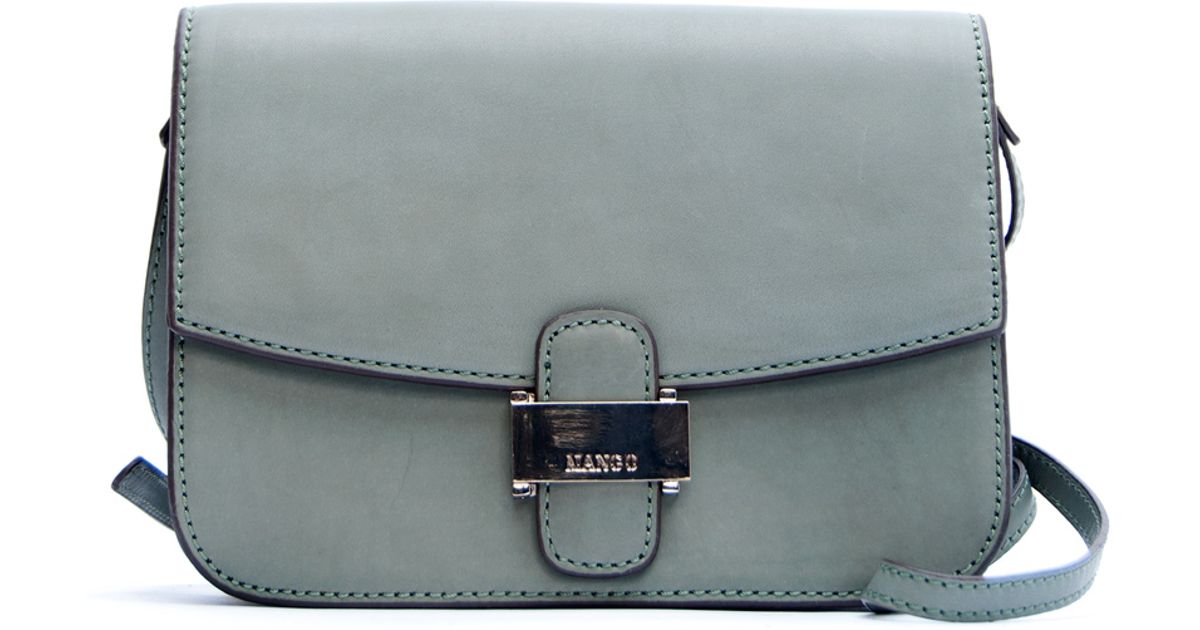 Lyst Mango Touch Leather Messenger Handbag In Gray