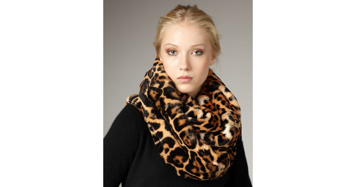 Saint laurent Leopard-print Fur Snood in Animal | Lyst  