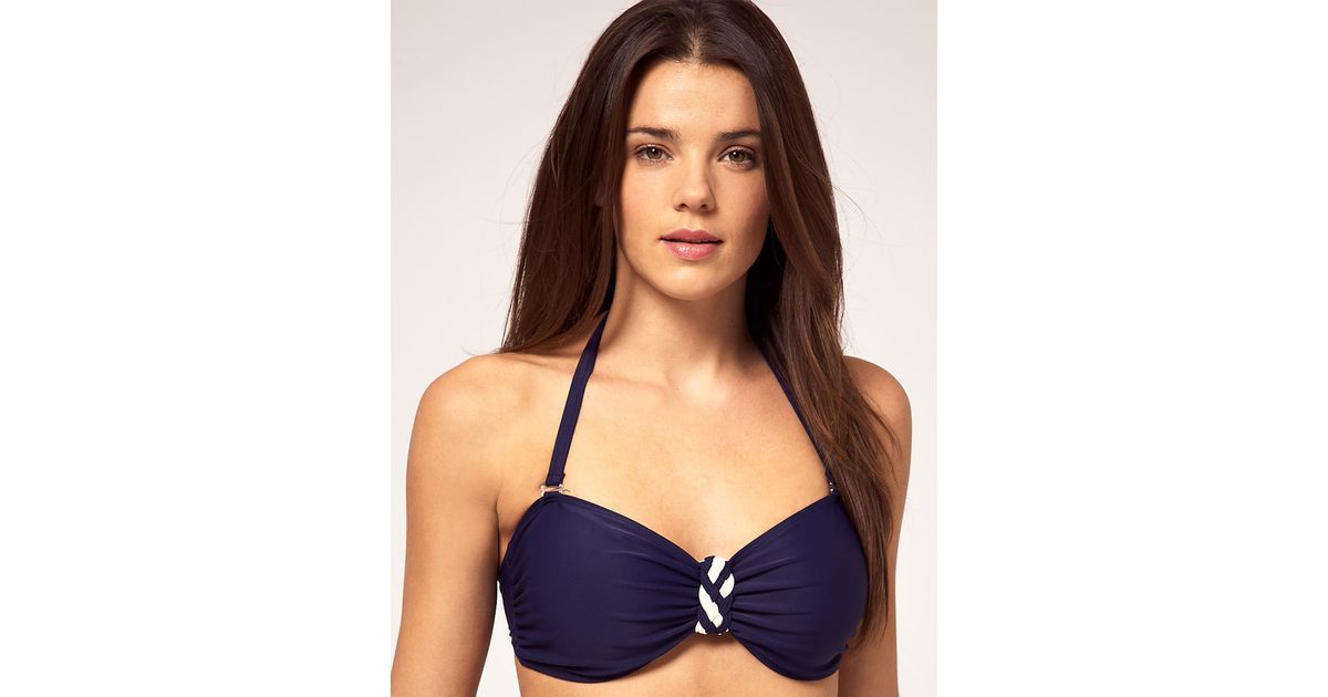Lyst Asos Asos Fuller Bust Bandeau Bikini Top with Plait Detail in Blue