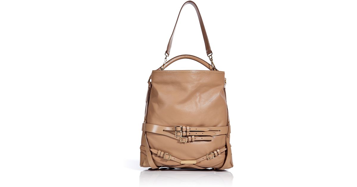 Lyst Burberry Soft Leather Bridle Medium Gosford Hobo Bag In Brown