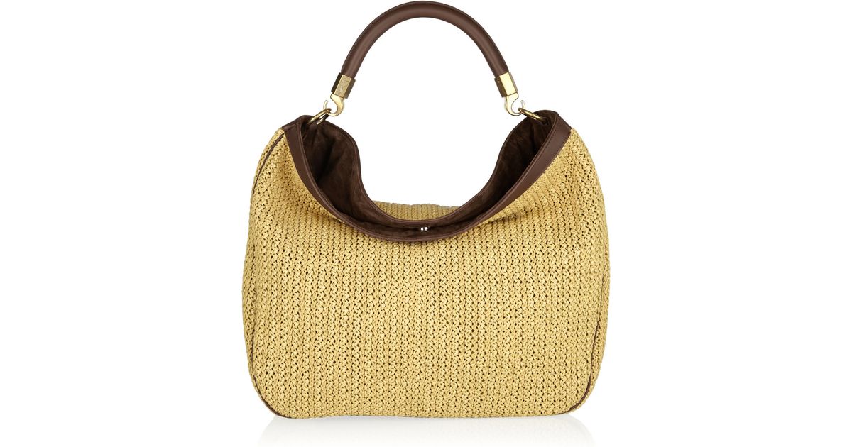 Saint laurent Roady Woven Straw and Leather Hobo Bag in Beige ...  