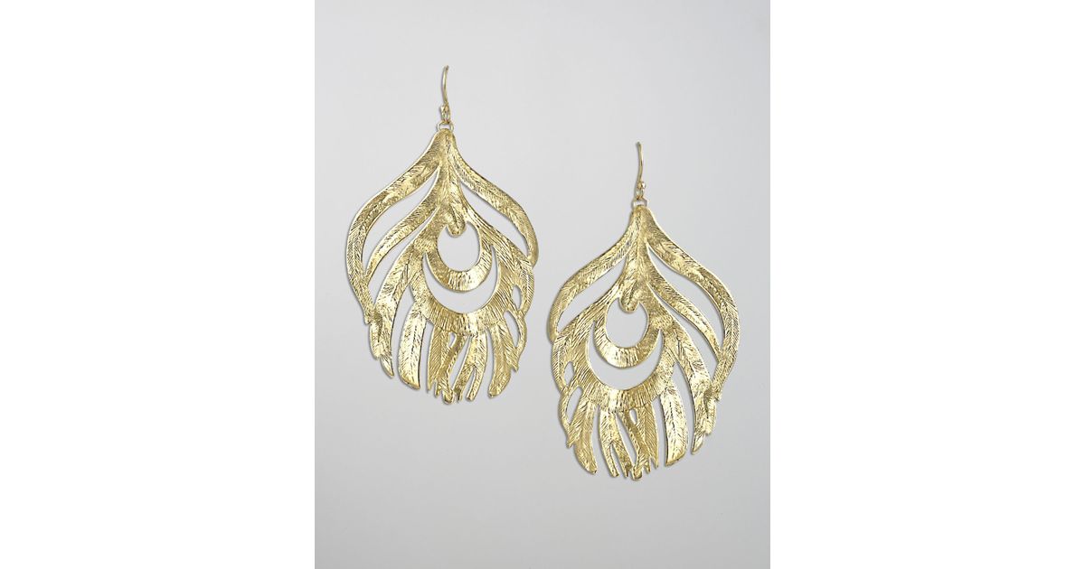 Lyst Kendra Scott Karina Feather Earrings In Metallic