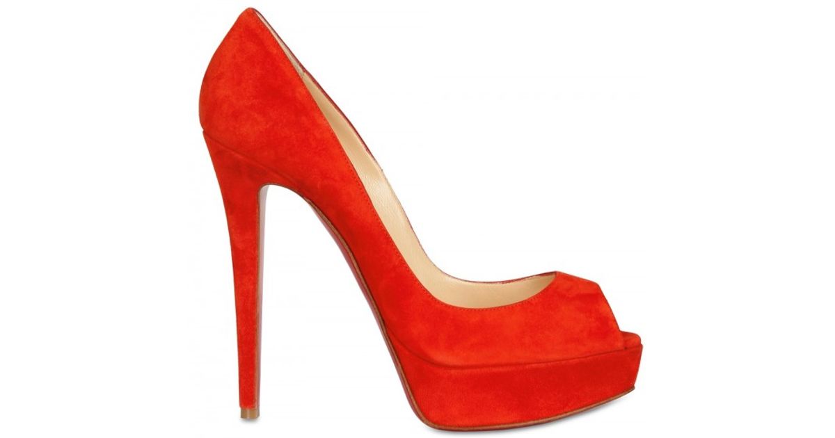 Lyst - Christian Louboutin 140mm Banana Suede Open Toe Pumps in Red