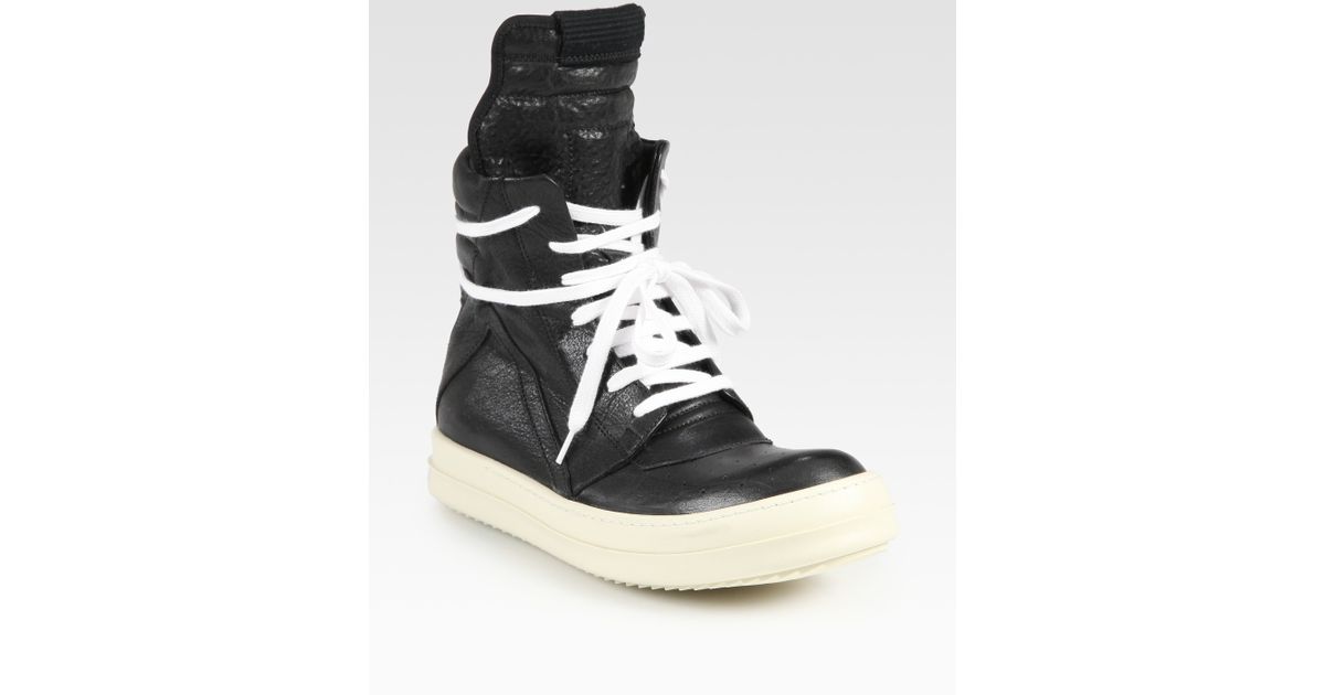 rick owens leather high top