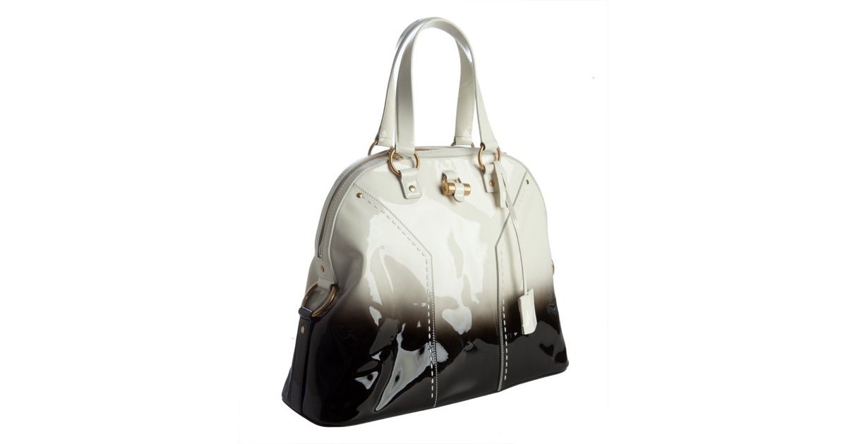 Saint laurent Ivory Ombr Patent Leather Muse Oversized Tote Bag ...