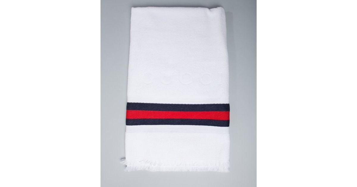 Lyst Gucci White Cotton  Stripe Beach Towel in White