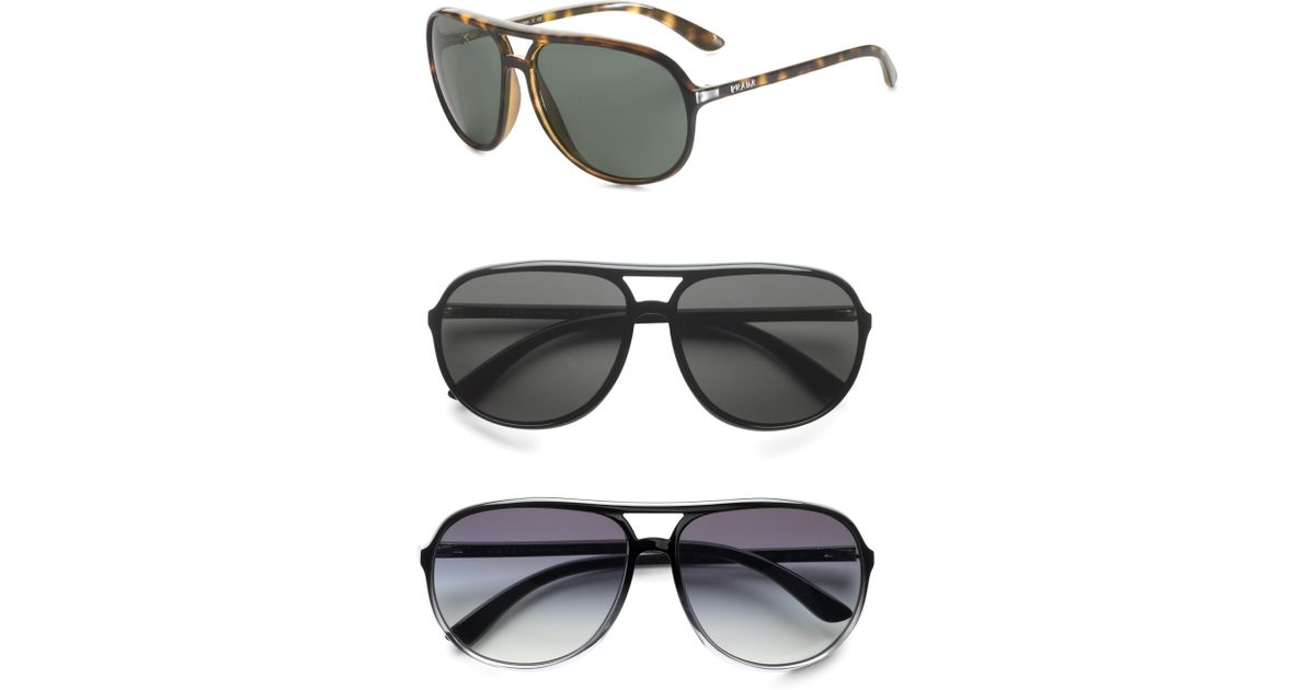 Lyst - Prada Pilot Aviator Sunglasses in Black for Men