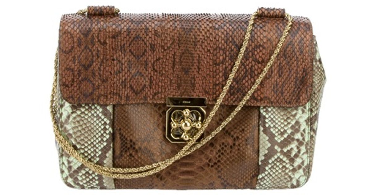 Chlo Elsie Python Skin Bag in Brown | Lyst  