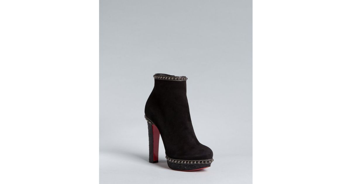Christian louboutin Black Suede Figurine Studded Platform Ankle ...  