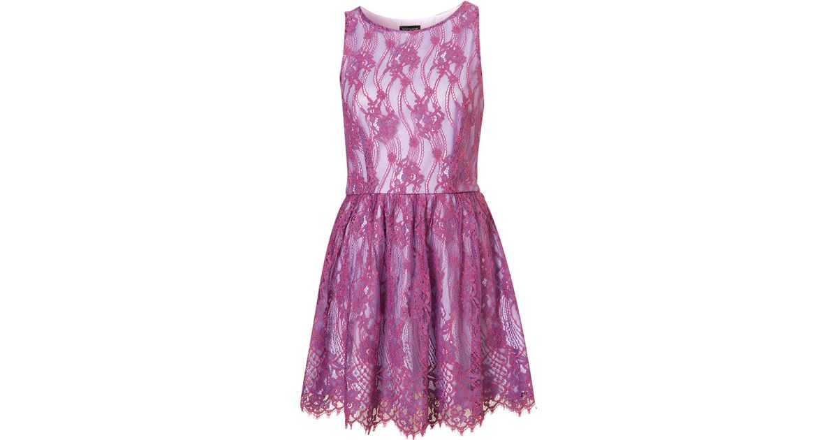 Lyst - Topshop Lace Skater Dress in Purple