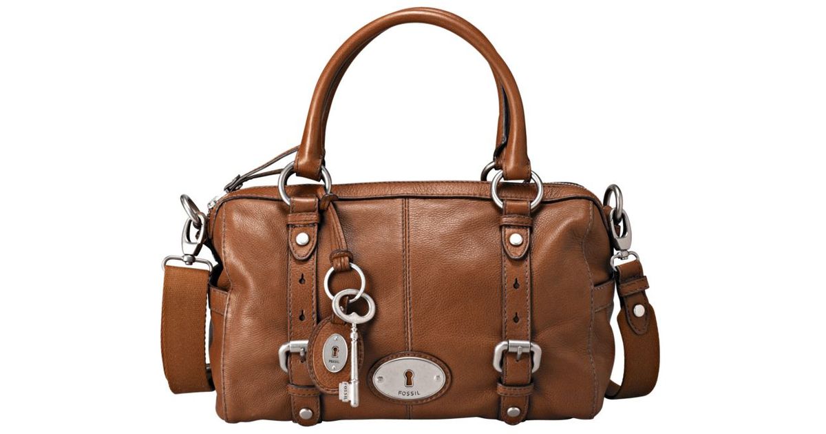 Fossil Maddox Glazed Leather Satchel in Brown | Lyst