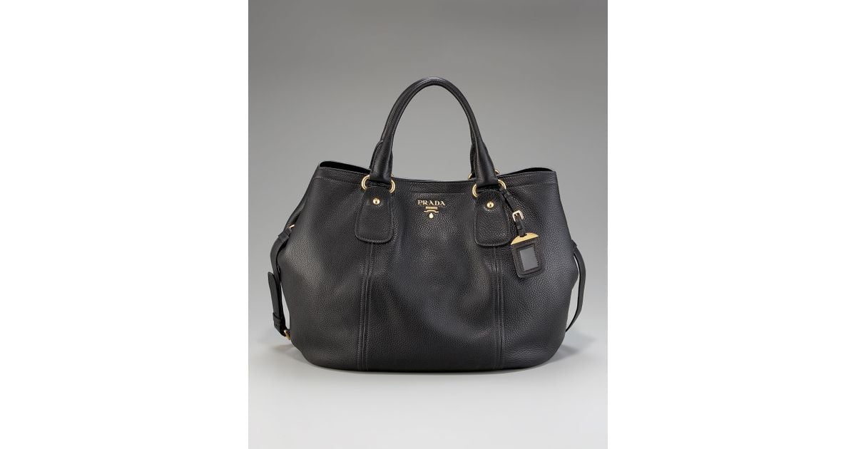 Prada Vitello Daino Calfskin Satchel in Black | Lyst  