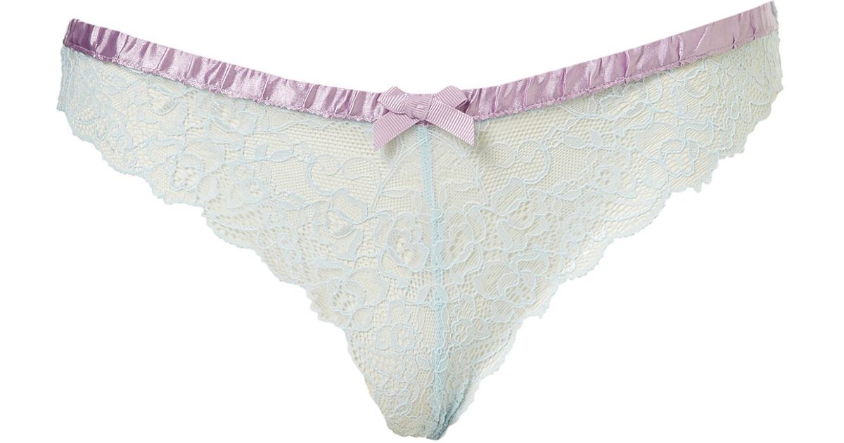 Lyst Pastel Lace Brazilian Knickers in Blue