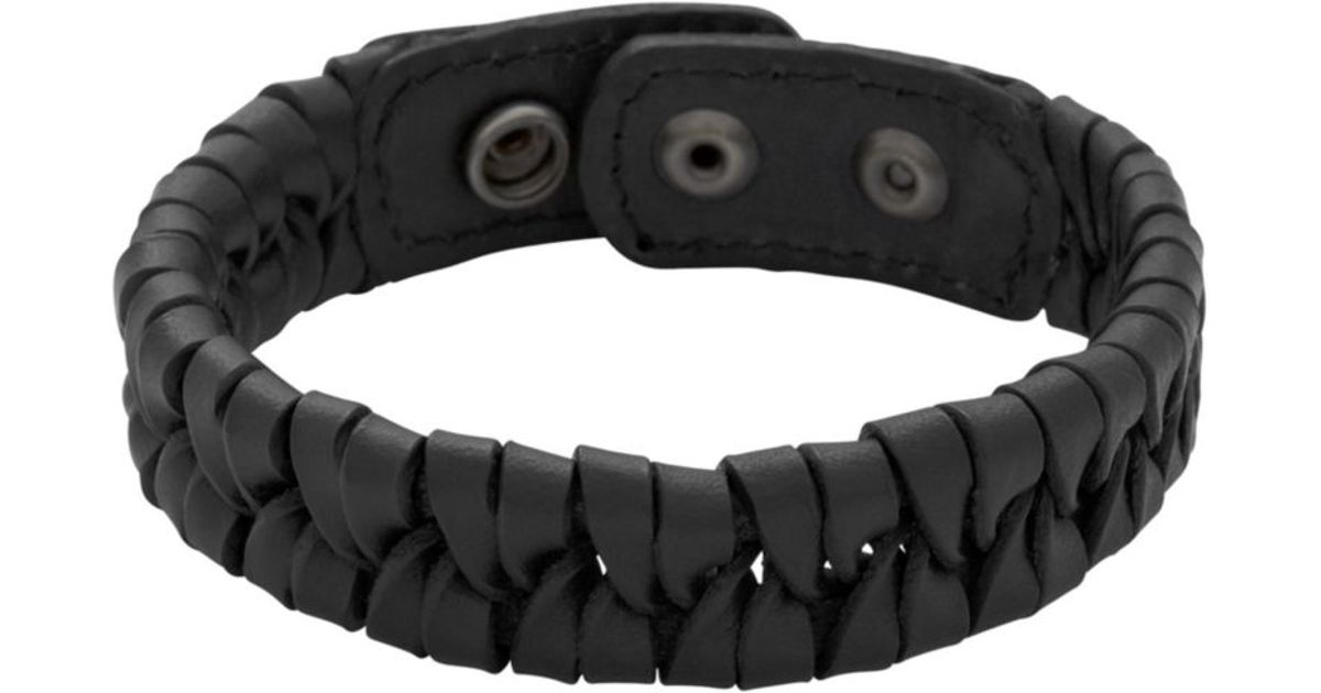 Lyst Fossil Black Leather Wrap Bracelet In For Men