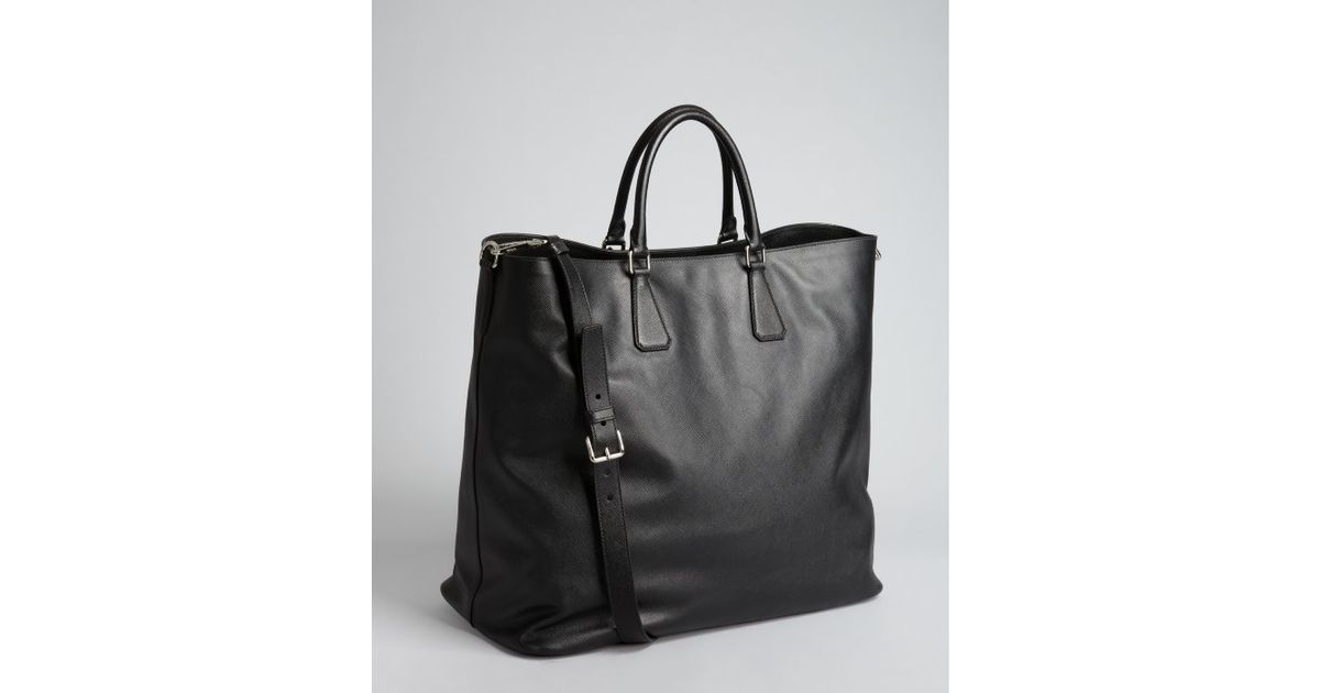 Prada Black Saffiano Leather Large Tote Bag in Black for Men | Lyst  