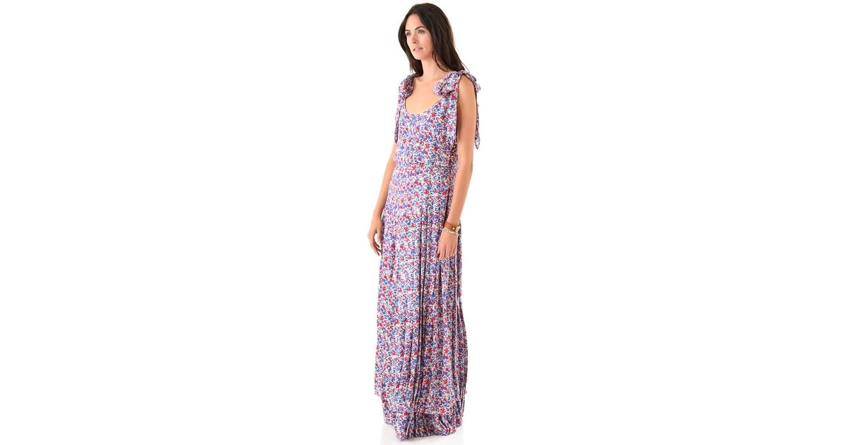 Lyst - Tory Burch Gail Floral Maxi Dress in Blue