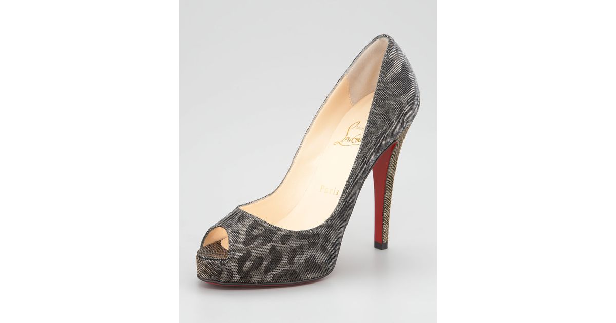 Christian louboutin Very Prive Lame Pump in Gray (gold silver) | Lyst