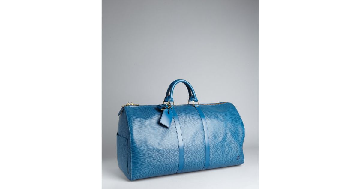 Lyst - Louis Vuitton Blue Epi Leather Keepall Vintage Duffel in Blue