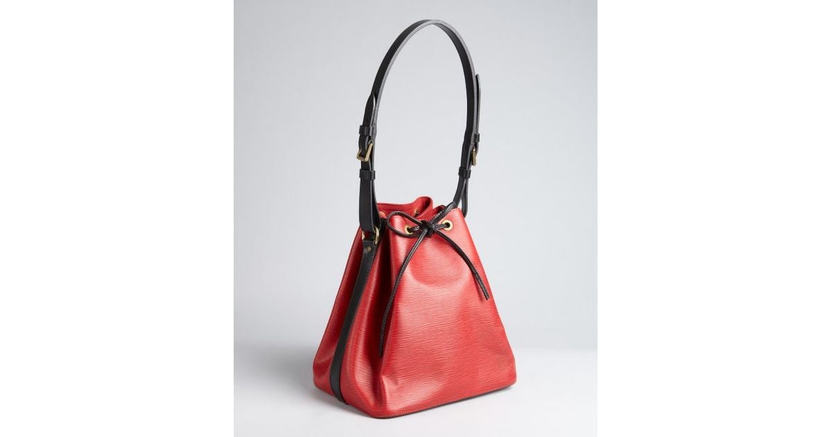 Lyst - Louis Vuitton Red and Black Epi Leather Petit Noe Vintage ...