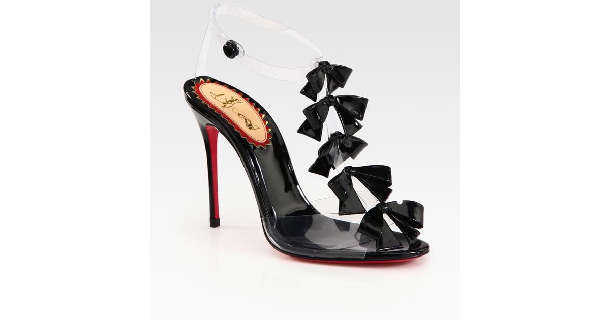 Lyst - Christian louboutin Translucent Bow Bow Patent Leather Sandals ...