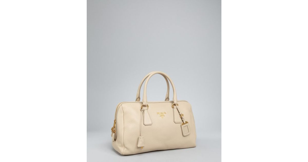 Prada Meringue Deerskin Padlock Tote in White (ivory) | Lyst