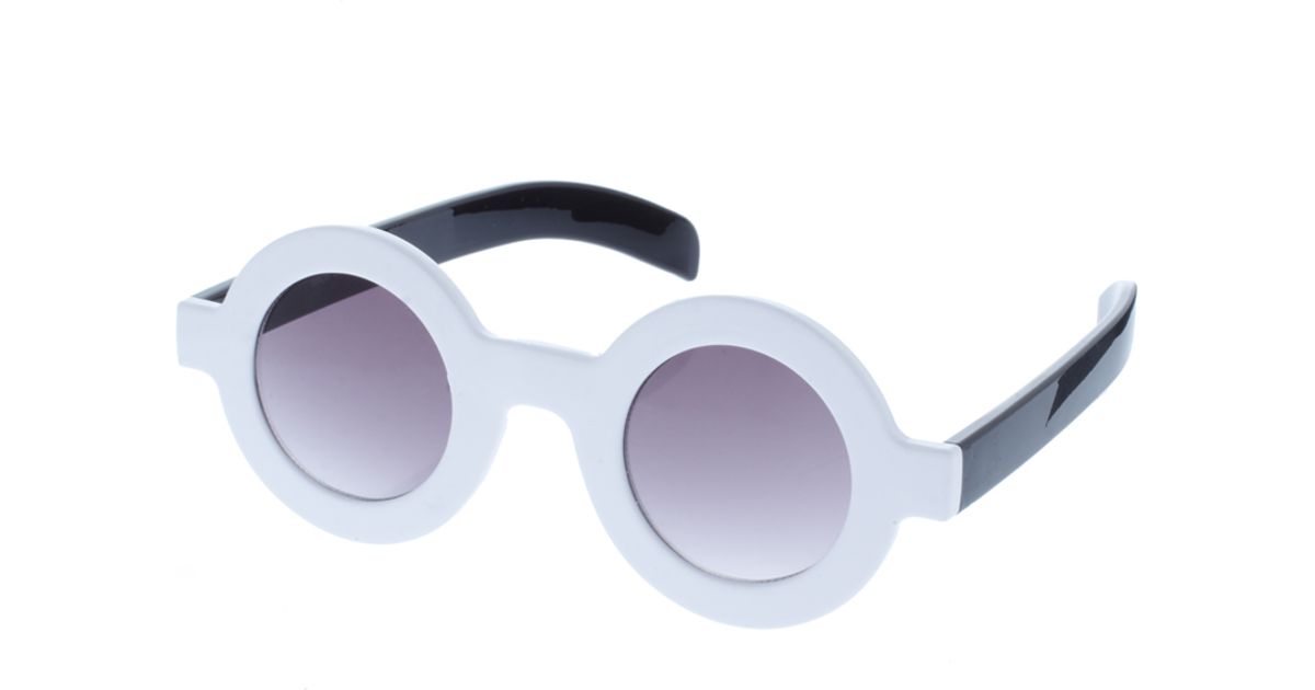 Asos collection Asos Round Color Block Sunglasses in White Lyst