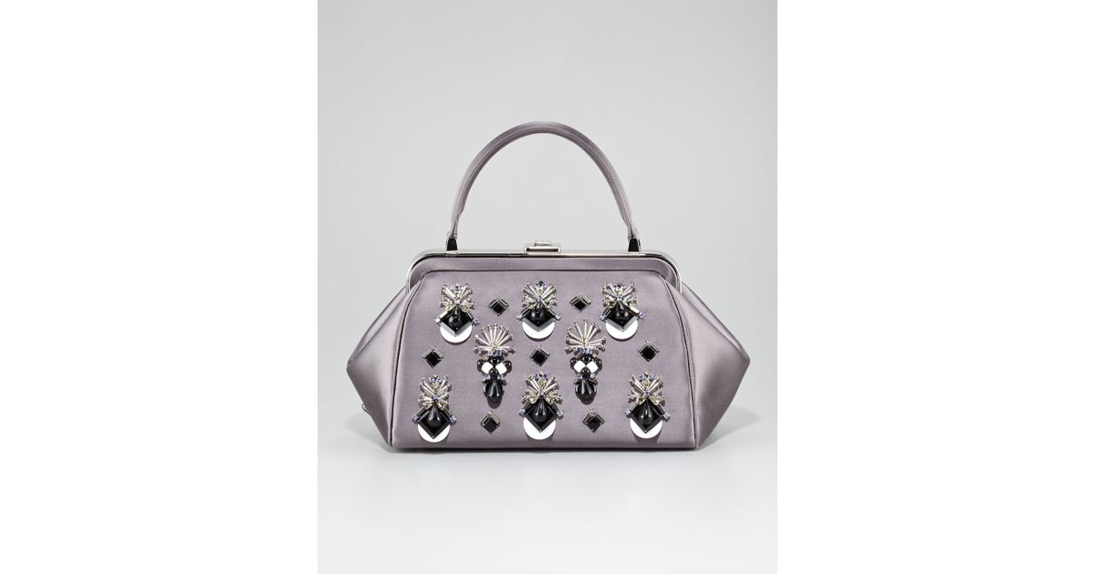 Prada Jeweled Doctors Bag in Silver (grey) | Lyst  